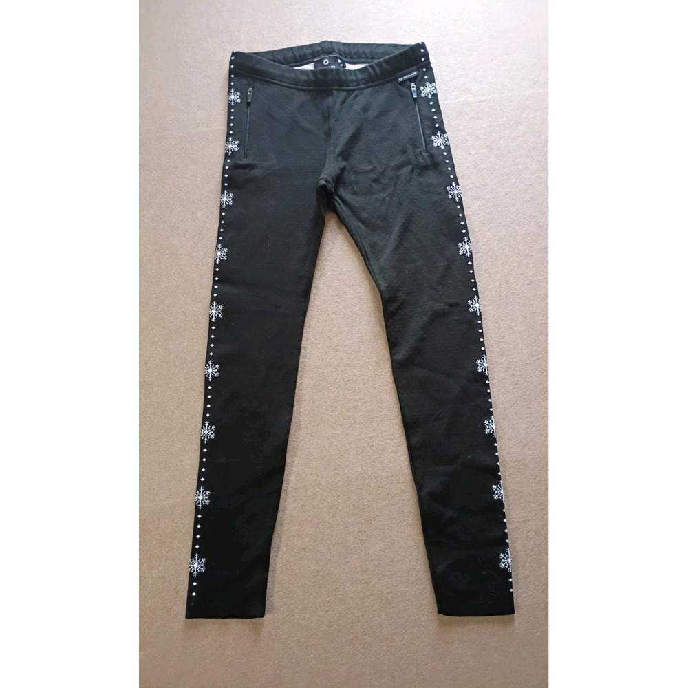 Newland Sport and Lifestyle Leggings Sz S Black Snowflake‎ Made in Italy